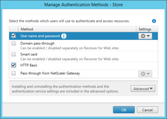Manage authentication methods