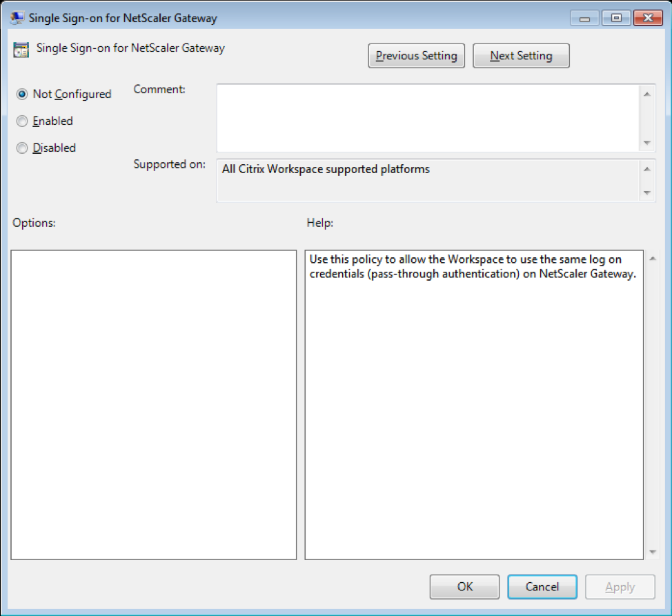 Single Sign-on for NetScaler Gateway Server